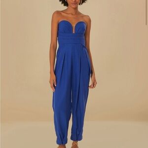 FARM Rio Blue Strapless Jumpsuit